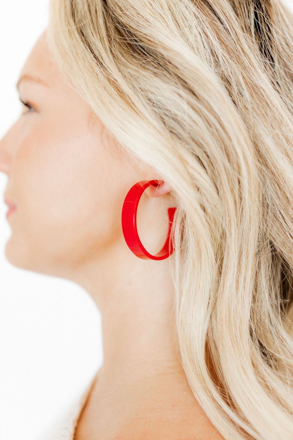 Ashley Medium Hoop Earrings - True Red - Aaria Tees Aaria Tees