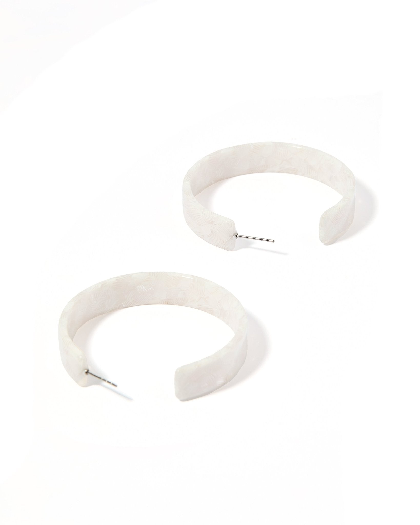 Ashley Medium Hoop Earrings - White Shell - Aaria Tees Aaria Tees