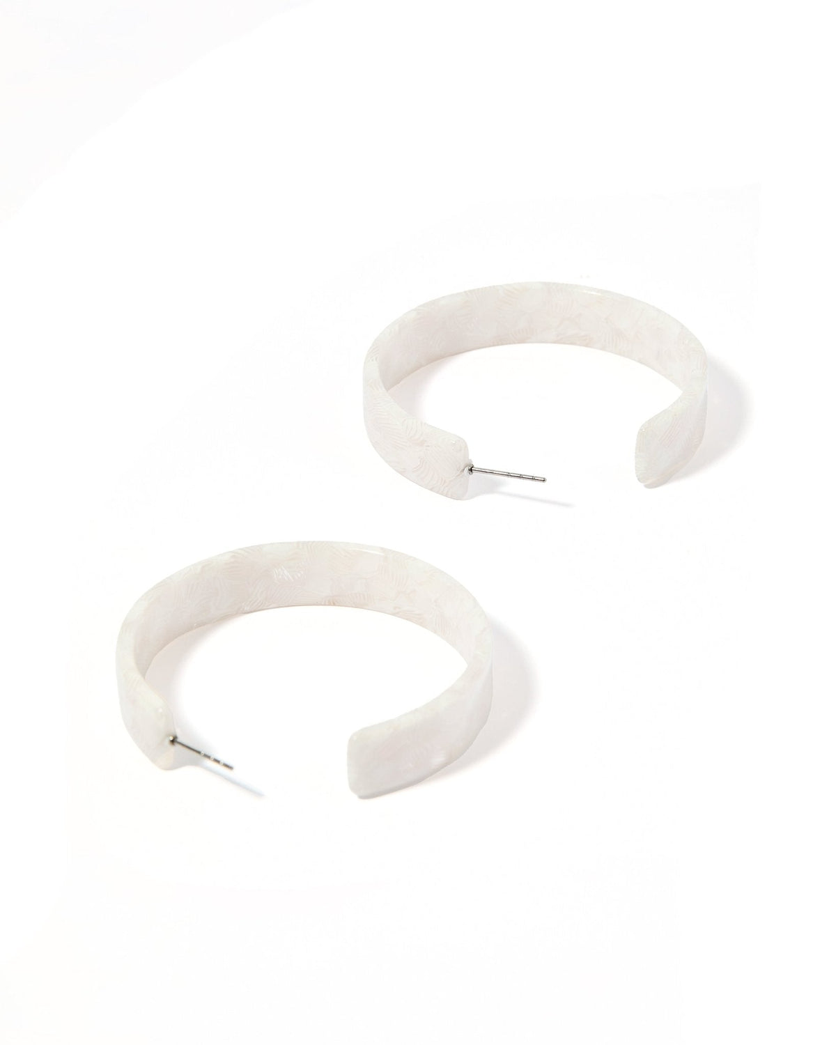 Ashley Medium Hoop Earrings - White Shell - Aaria Tees