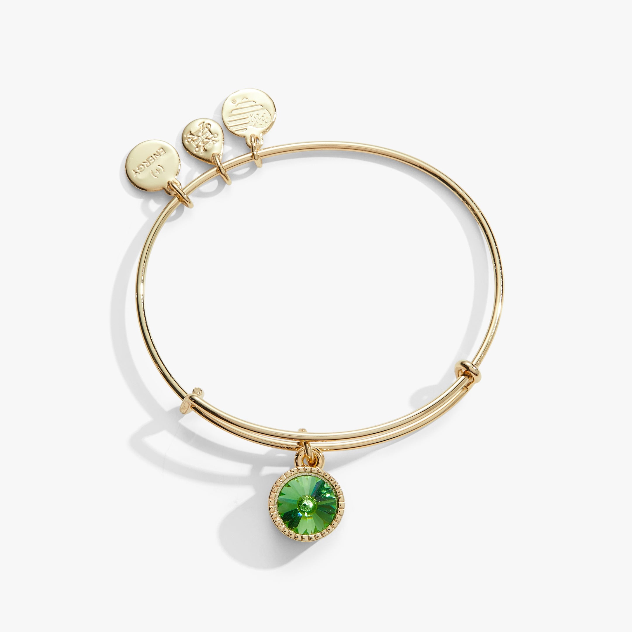 August Birthstone Charm Bangle, Peridot - Aaria Tees Aaria Tees