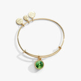 August Birthstone Charm Bangle, Peridot - Aaria Tees Aaria Tees