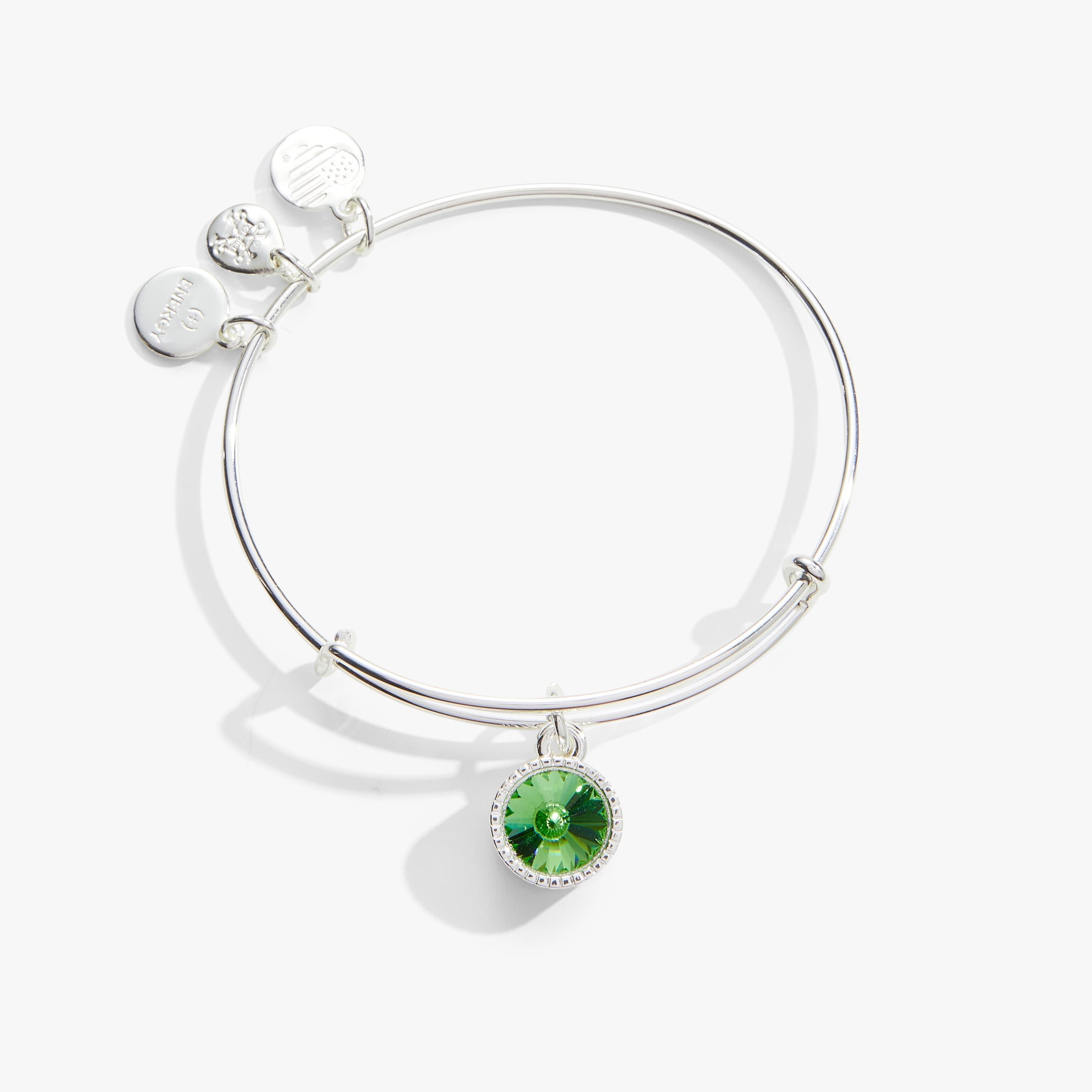 August Birthstone Charm Bangle, Peridot - Aaria Tees Aaria Tees