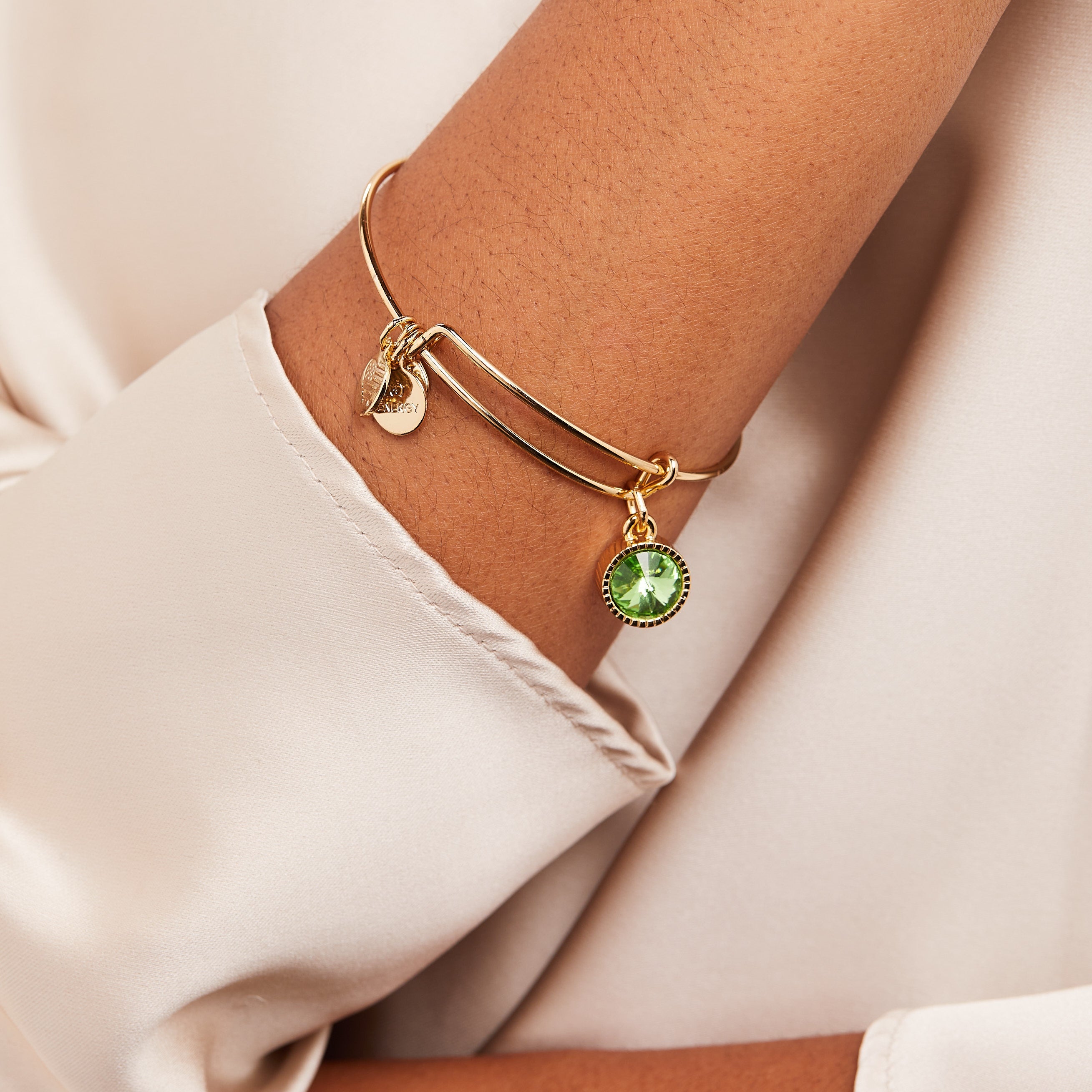 August Birthstone Charm Bangle, Peridot - Aaria Tees Aaria Tees