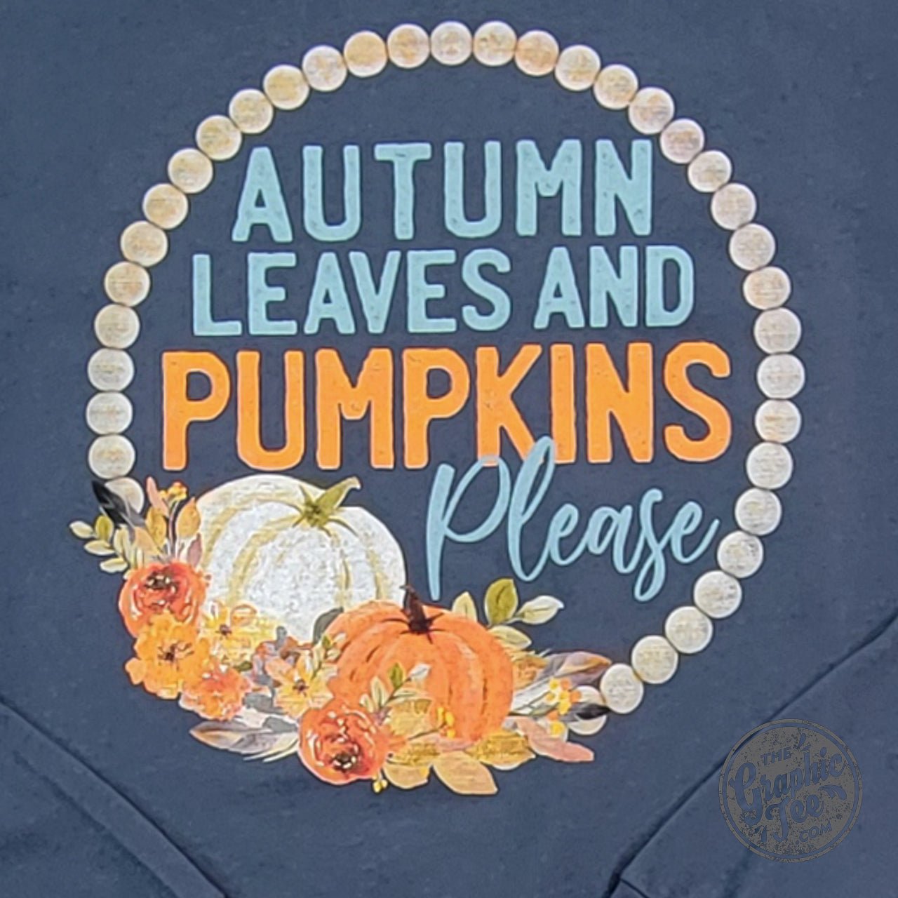 Autumn Leaves and Pumpkins Please Vintage Navy Long Sleeve Tee - Aaria Tees Aaria Tees