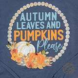Autumn Leaves and Pumpkins Please Vintage Navy Long Sleeve Tee - Aaria Tees Aaria Tees