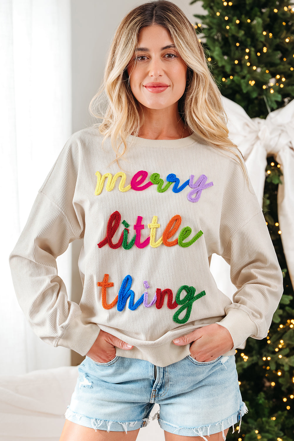 Sylevi Graphic Ribbed Loose Sweatshirt - Aaria Tees Aaria Tees