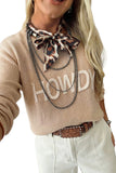 Parchment Corder HOWDY Letter Graphic Crew Neck Relaxed Sweater Aaria Tees