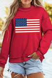 Racing Red American Flag/ USA Double Side Print Reversible Mock Neck Sweatshirt - Aaria Tees Aaria Tees