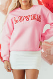 Pink LOVER Puff Print Drop Shoulder Pullover Sweatshirt - Aaria Tees Aaria Tees