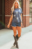 Gray Sequined Game Day Casual Tee Aaria Tees