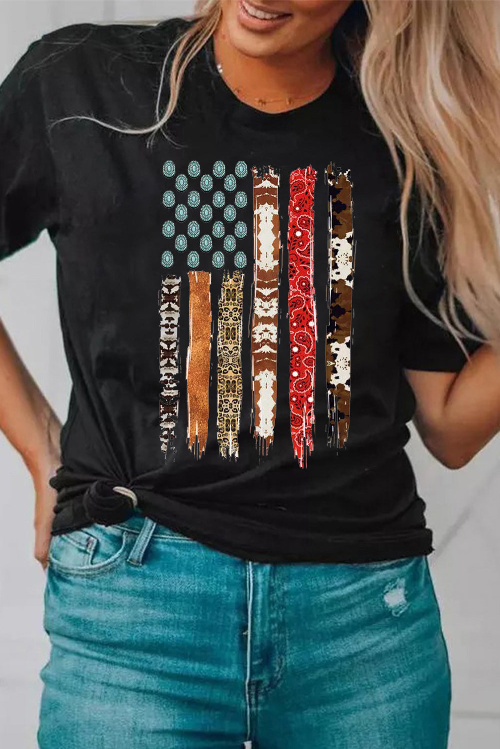 Black Western American Flag Graphic Tee - Aaria Tees Aaria Tees