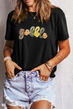 Black gobble Sequin Letter Graphic Thanksgiving T Shirt Aaria Tees