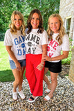 White GAME DAY Rugby Football Graphic Crewneck T Shirt - Aaria Tees Aaria Tees