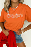 Orange Casual Pumpkin Embroidered Round Neck T-Shirt Aaria Tees