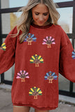 Racing Red Turkey Graphic Corded Baggy Sweatshirt Aaria Tees