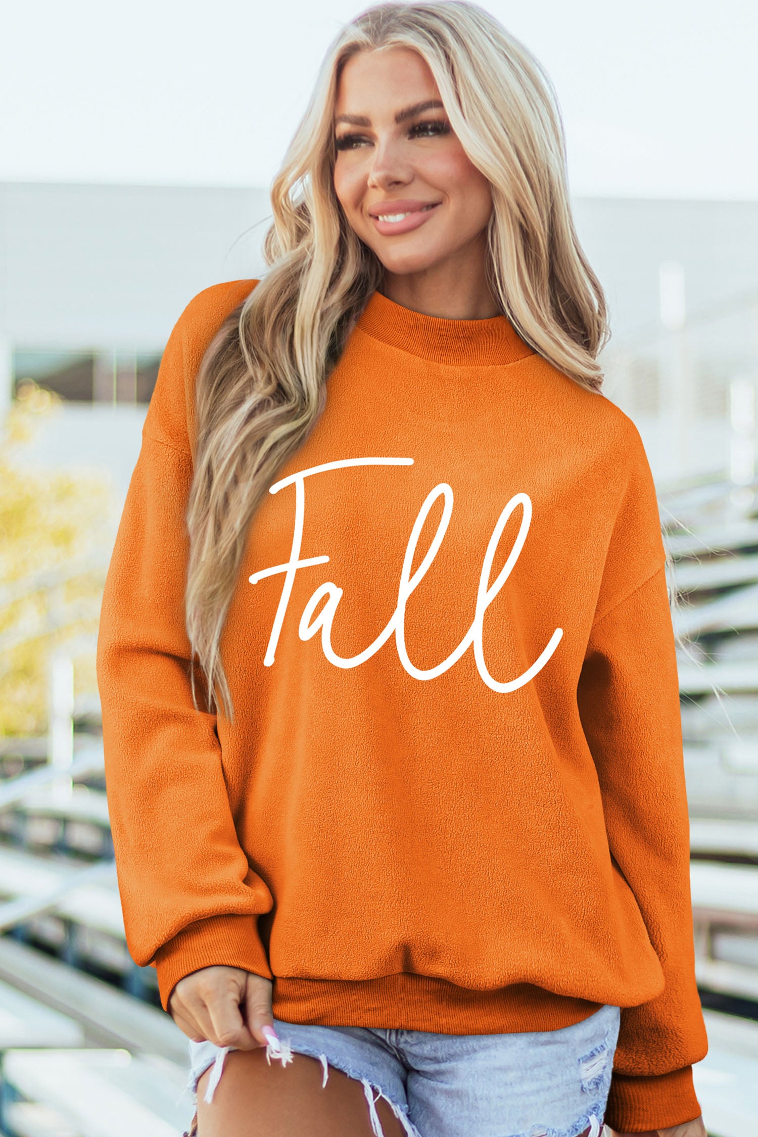 Carrot Pumpkin/Fall Letter Print Mock Neck Tunic Pullover Sweatshirt - Aaria Tees Aaria Tees