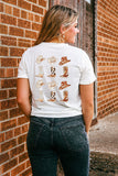White Double-Side Cowboy Hat & Boots Graphic Tee - Aaria Tees Aaria Tees