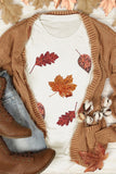 White Halloween Sequined Leaves Graphic Crew Neck T Shirt - Aaria Tees Aaria Tees