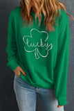 Dark Green Lucky Shamrock Ceramic Clover Sweatshirt Aaria Tees