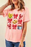 Pink Summer Food Bow Crawfish Printed T Shirt Aaria Tees
