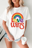 White Love Wins Pride Rainbow Graphic Casual T Shirt Aaria Tees