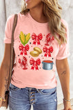 Pink Summer Food Bow Crawfish Printed T Shirt Aaria Tees