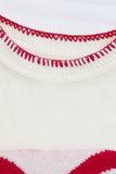 White Bow Pattern Contrast Trim Christmas Loose Graphic Sweater - Aaria Tees Aaria Tees