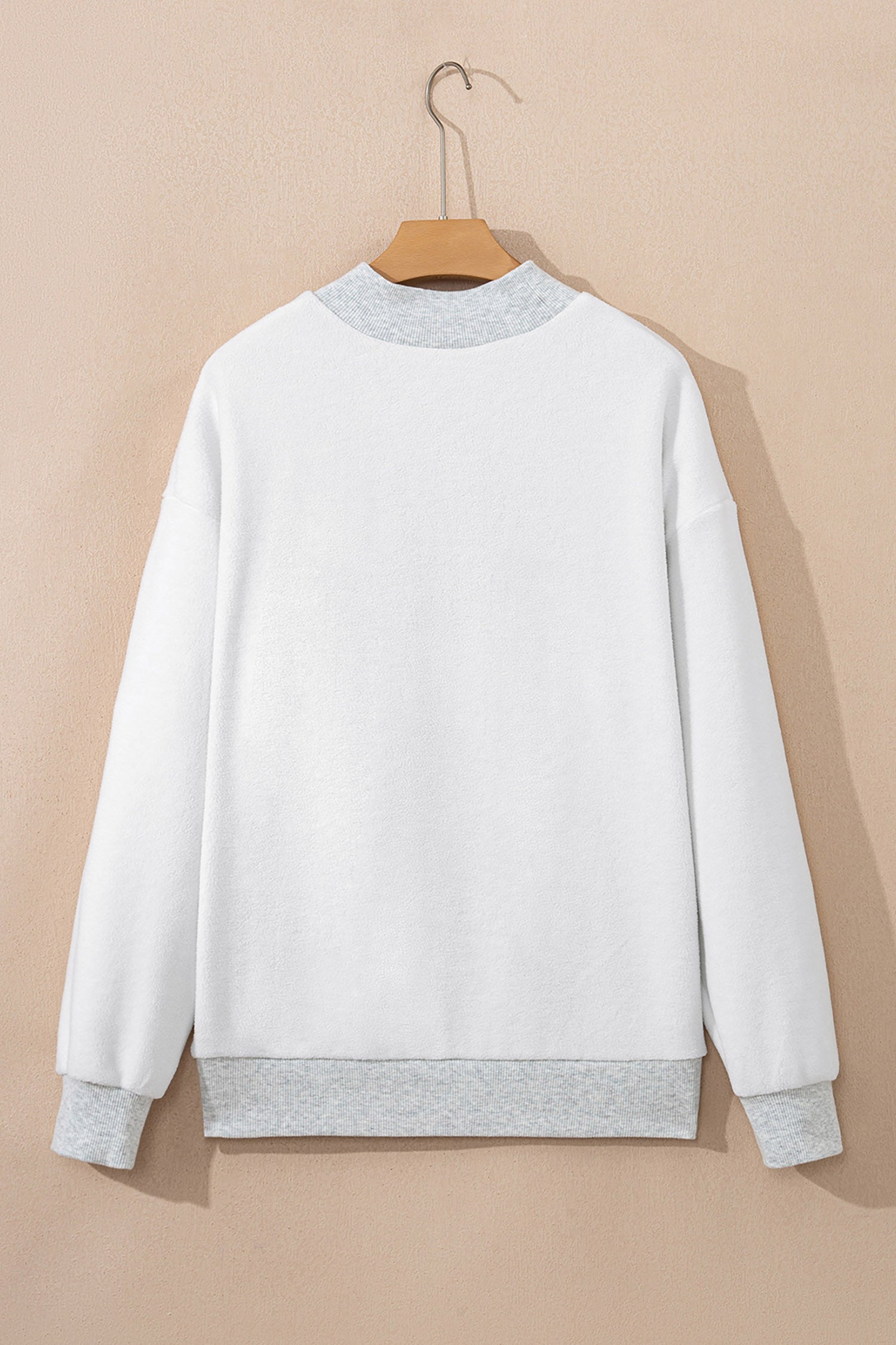 Light Grey Sequin Bow Pumpkin Patch Color Block High Neck Sweatshirt - Aaria Tees Aaria Tees
