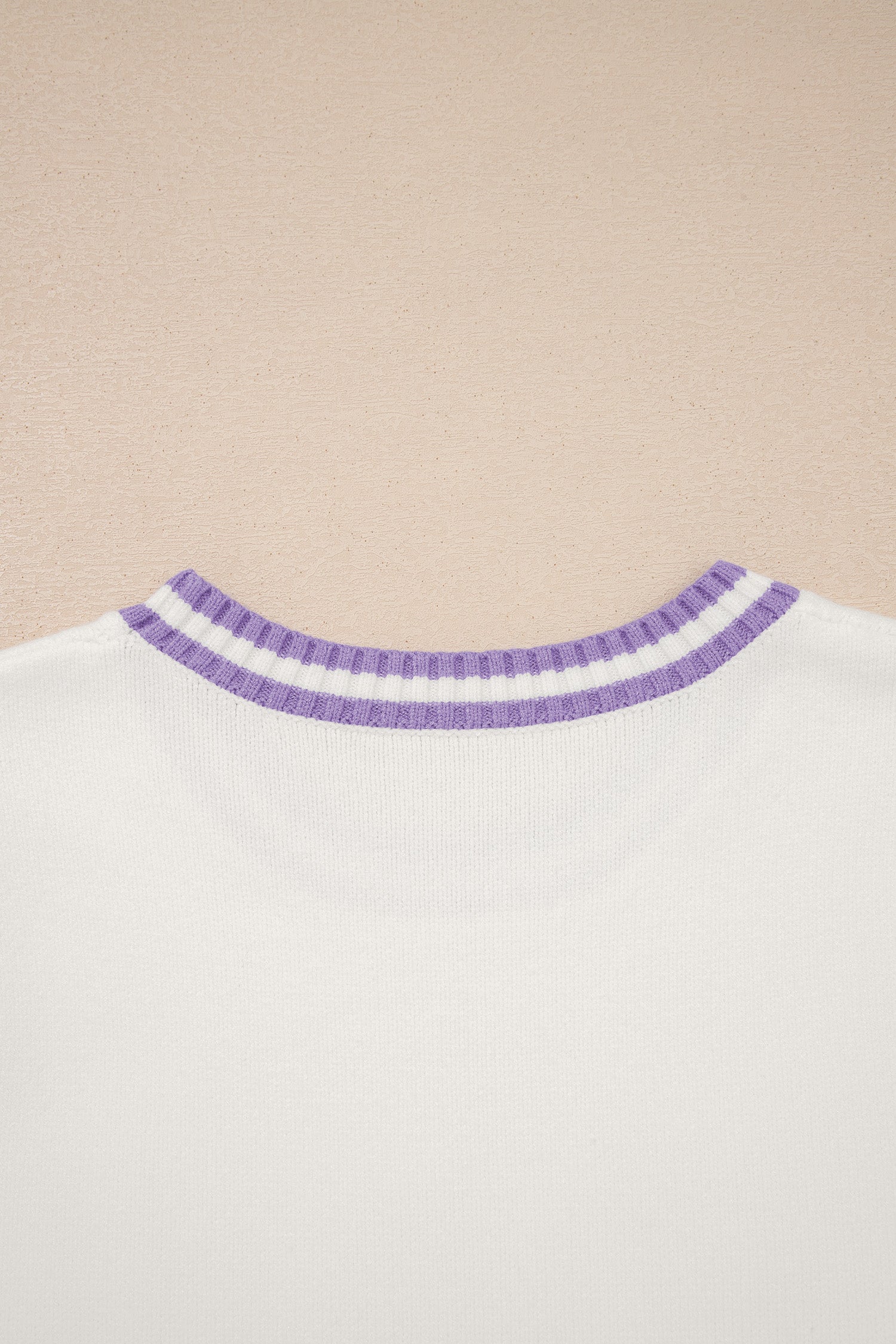 White Mardi Gras Tinsel Letter Graphic Short Sleeve Sweater - Aaria Tees Aaria Tees
