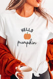 White Embroidered Pumpkin Slogan Short Sleeve T-Shirt - Aaria Tees Aaria Tees