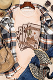Khaki Western Poker Cards Graphic T Shirt - Aaria Tees Aaria Tees