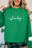 Dark Green Lucky Four Leaf Clover Graphic St Patricks Pullover Sweatshirt - Aaria Tees Aaria Tees