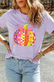 Orchid Petal Playful Pumpkin Printed Graphic T Shirt Aaria Tees