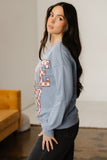 Sleet GAME DAY Checkered Letter Graphic Oversize Sweatshirt Aaria Tees