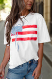 White Flag Bow Graphic Crewneck Tee - Aaria Tees Aaria Tees
