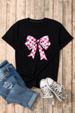 Black Checkerboard Bowknot Graphic Crewneck T Shirt - Aaria Tees Aaria Tees