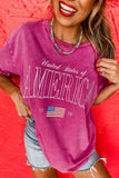 Rose Red AMERICA 1776 Graphic Mineral Wash Cotton Tee - Aaria Tees Aaria Tees