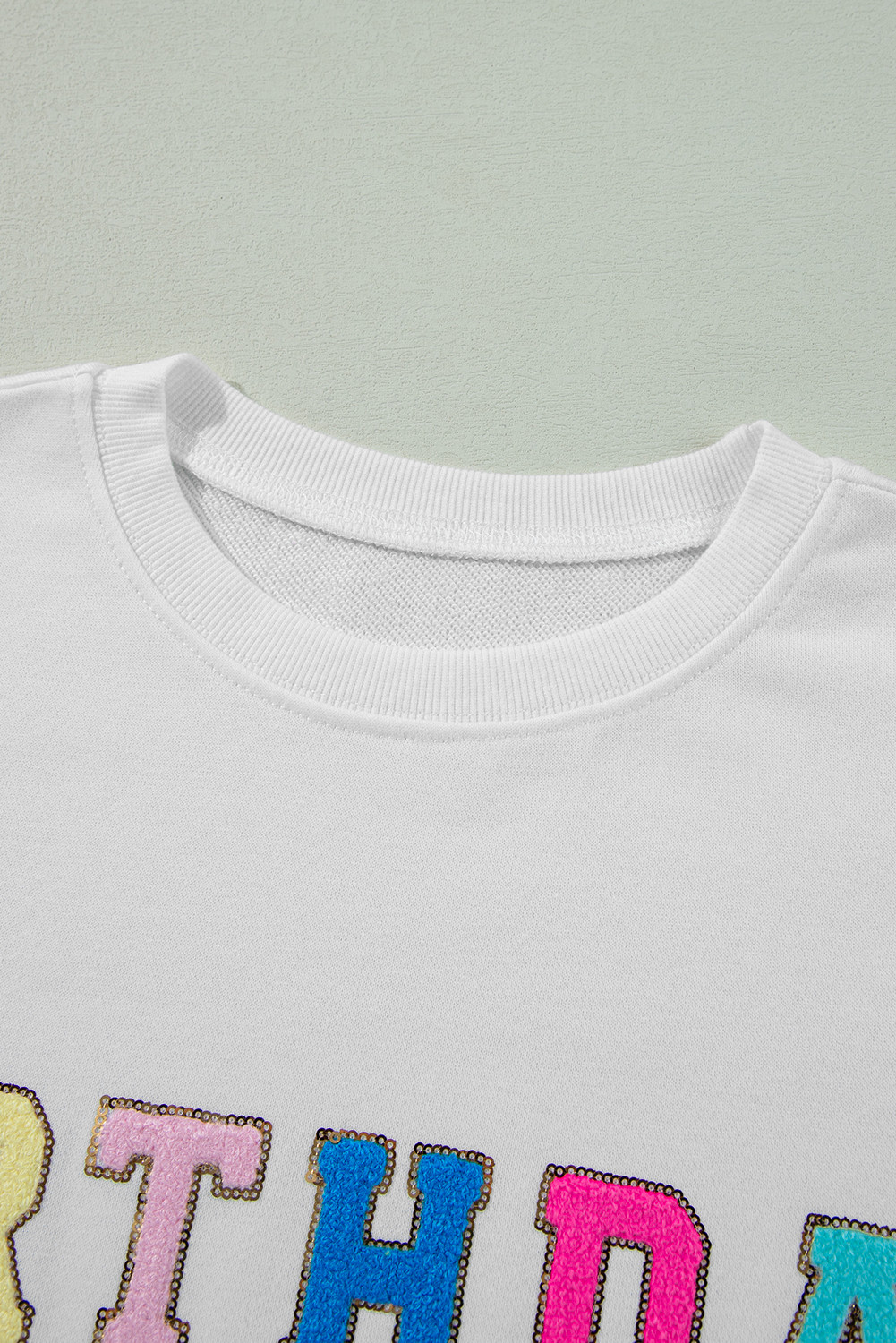 White BIRTHDAY QUEEN Graphic Balloon Sleeve Sweatshirt - Aaria Tees Aaria Tees