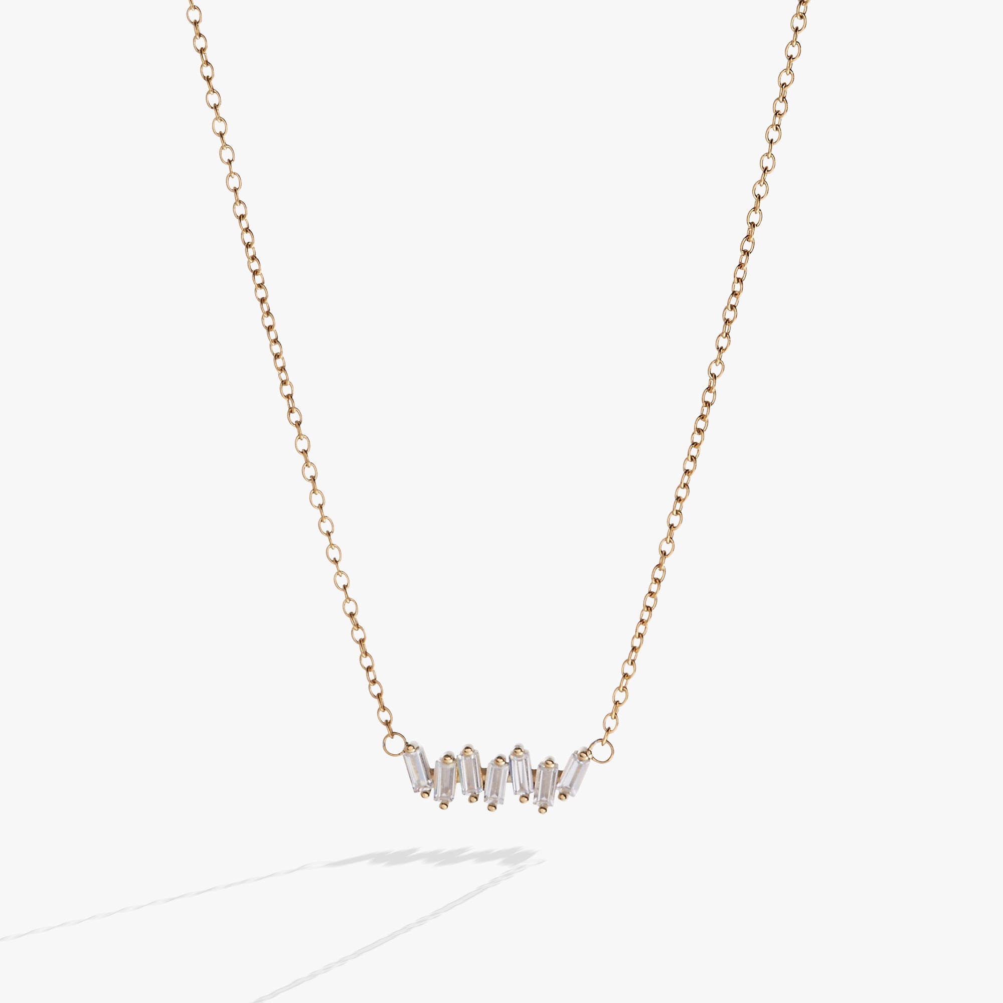Crystal Baguette Bar Necklace - Aaria Tees Aaria Tees
