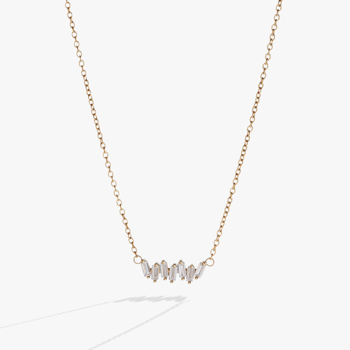Crystal Baguette Bar Necklace - Aaria Tees