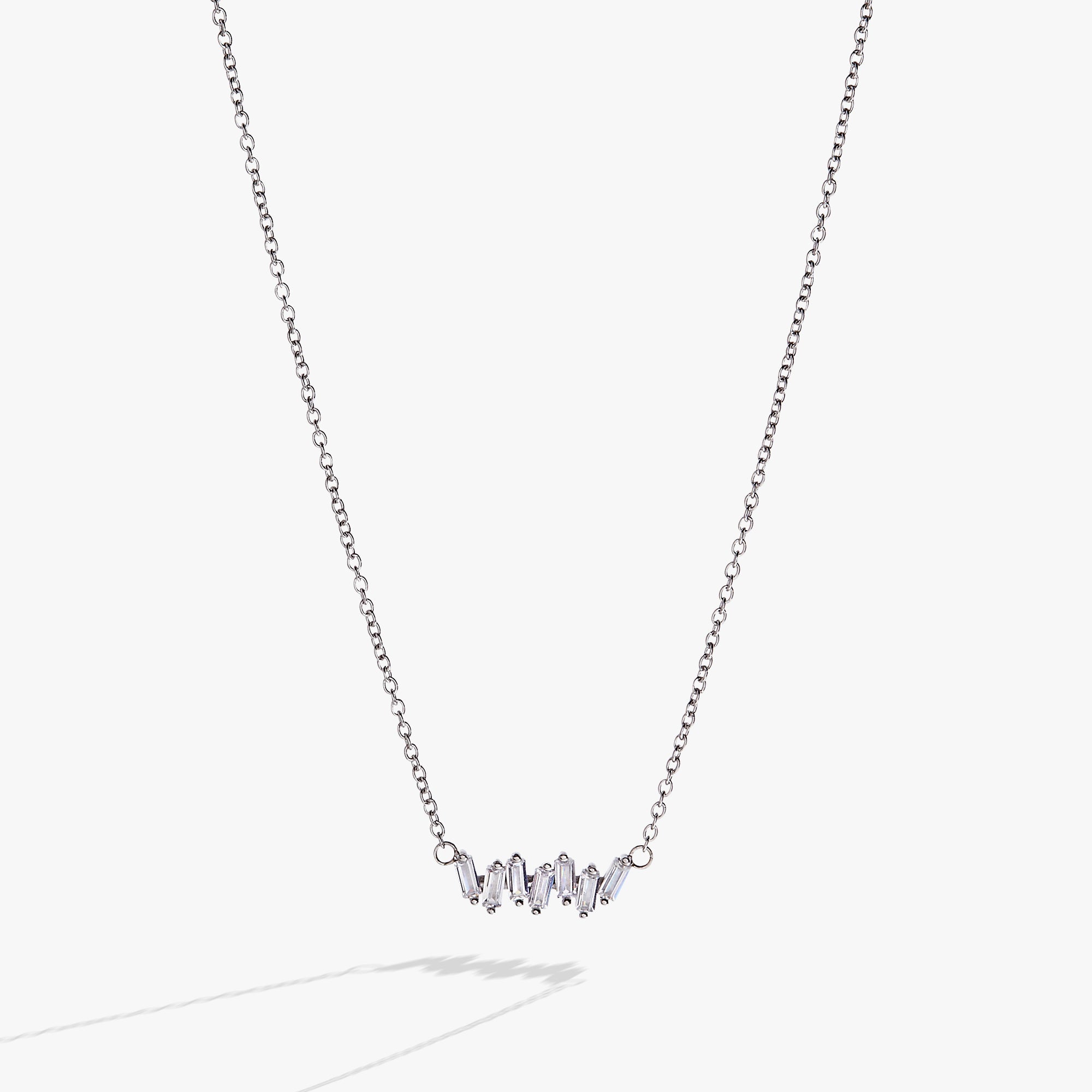 Crystal Baguette Bar Necklace - Aaria Tees Aaria Tees