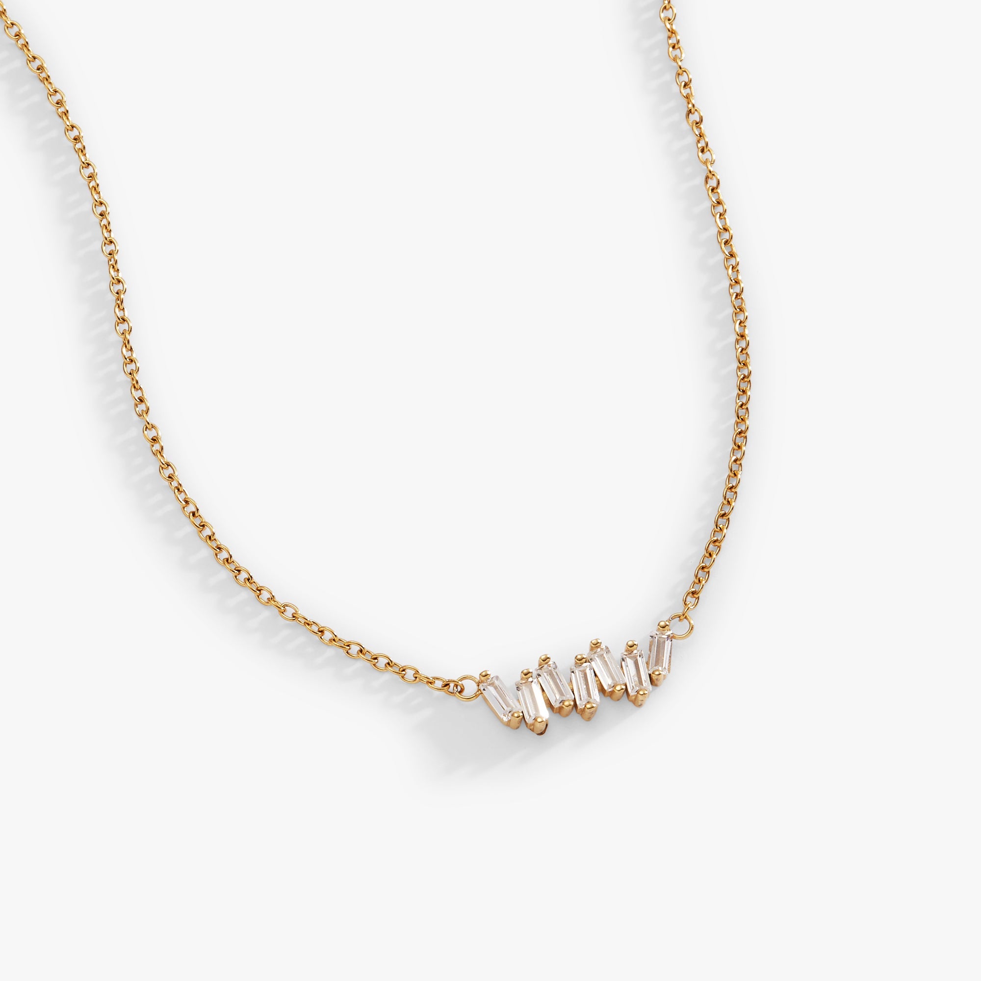 Crystal Baguette Bar Necklace - Aaria Tees Aaria Tees