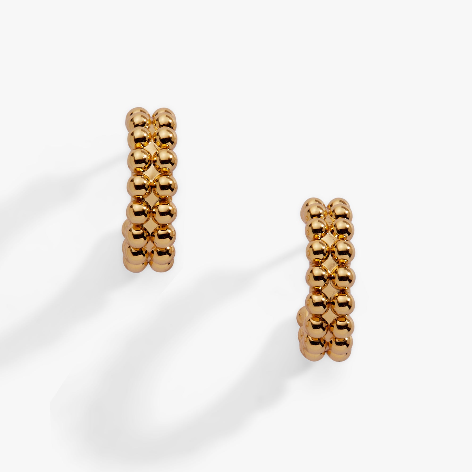 Gold Beaded Huggie Hoop Earring - Aaria Tees Aaria Tees