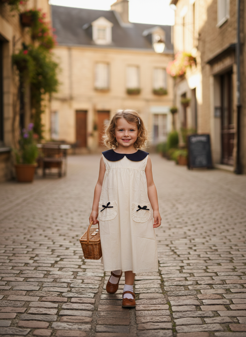 Classic peter pan collar cotton dress with matching headband - Aaria Tees Aaria Tees