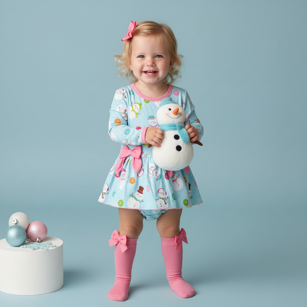 Bamboo snowman dress with snap bottom - Aaria Tees Aaria Tees
