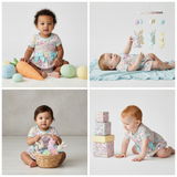 Pastel bamboo bunny romper dress with snap bottom - Aaria Tees Aaria Tees