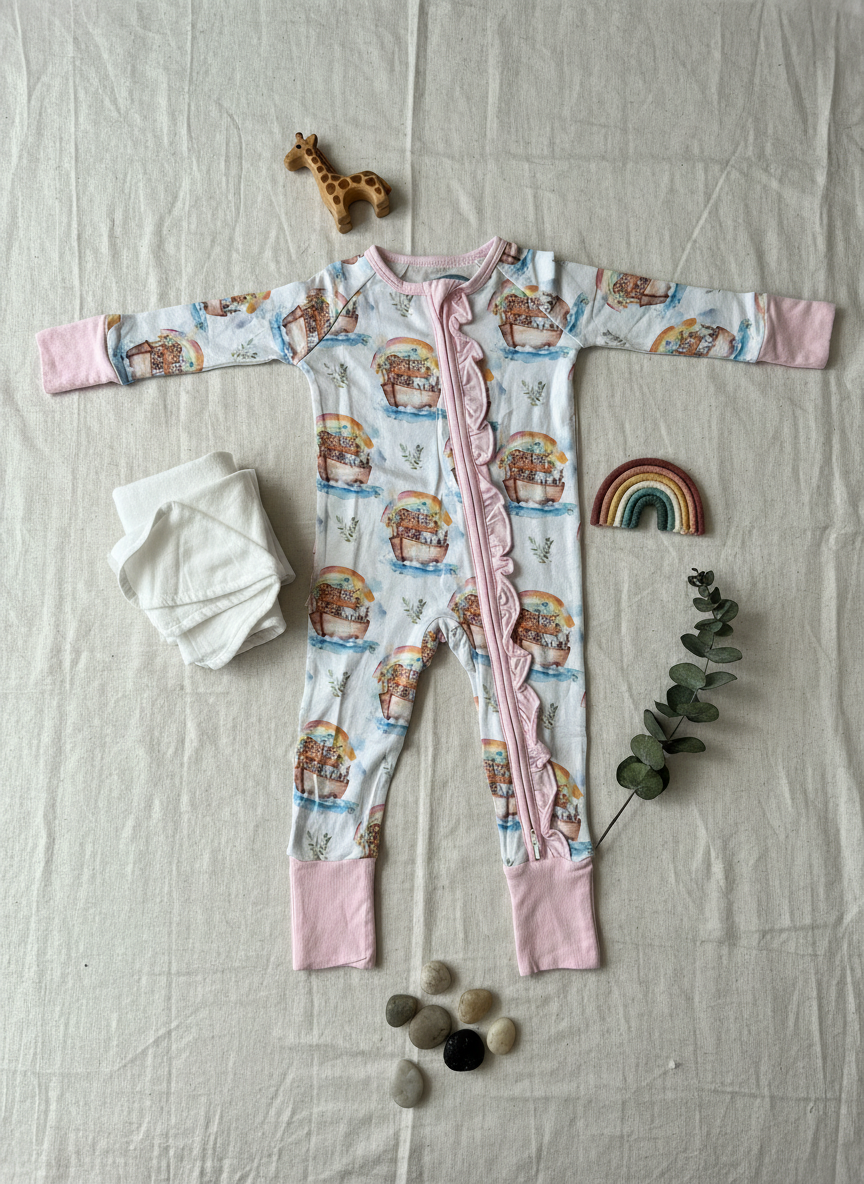 Noah's ark ruffle Zippie - Aaria Tees Aaria Tees