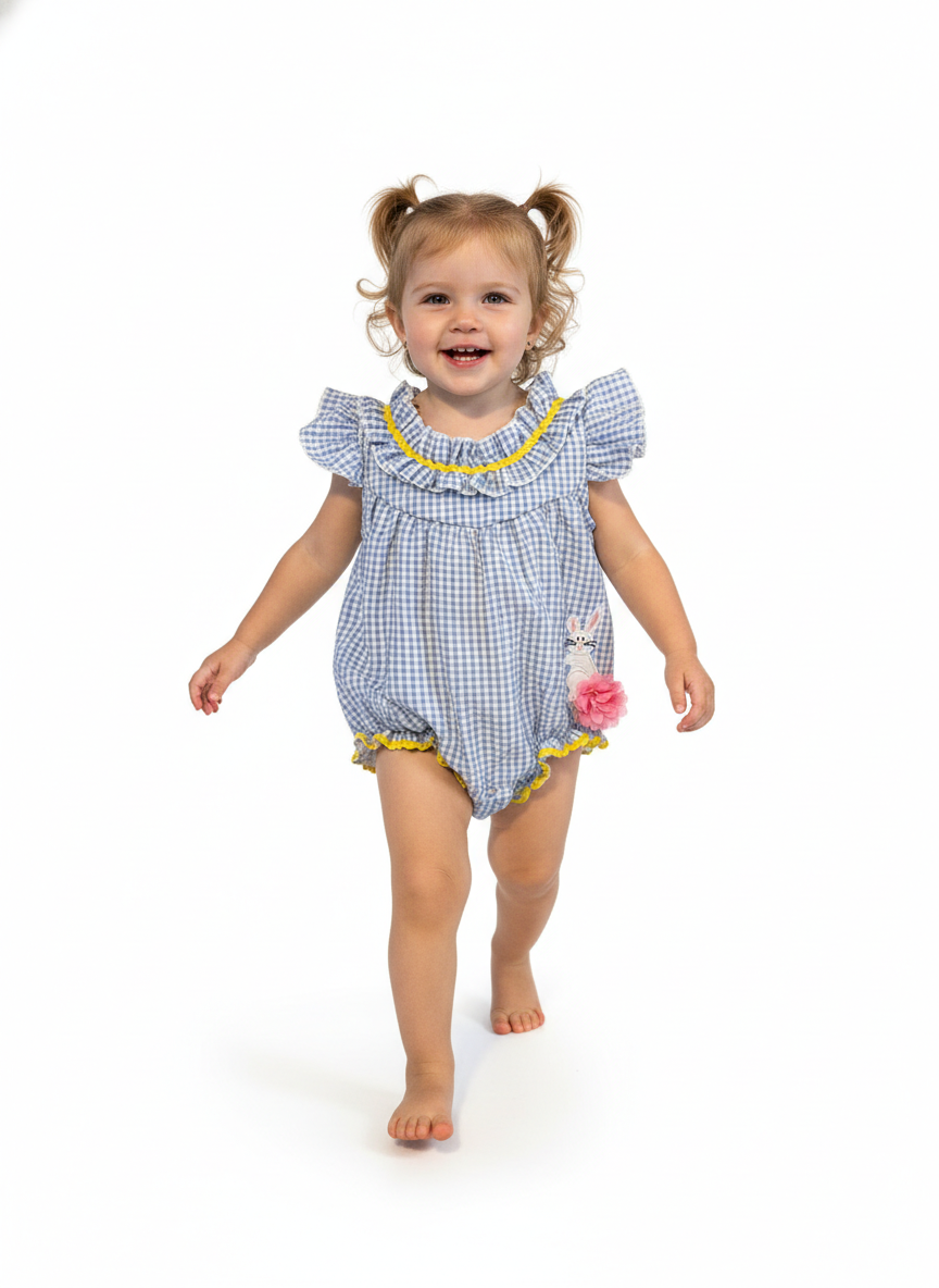 Blue gingham bubble romper - Aaria Tees Aaria Tees