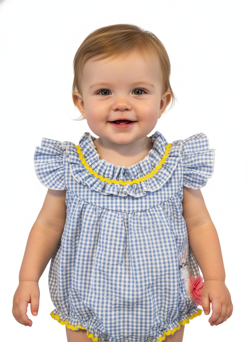 Blue gingham bubble romper - Aaria Tees Aaria Tees