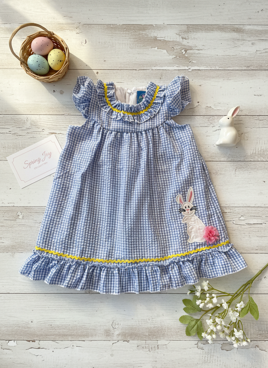 Blue gingham bunny dress - Aaria Tees Aaria Tees